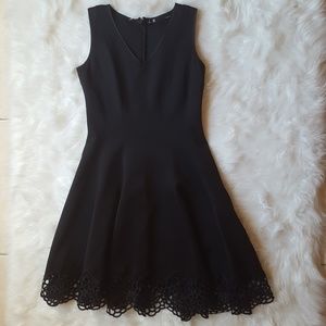 Black V-neck Fit and Flare Dress